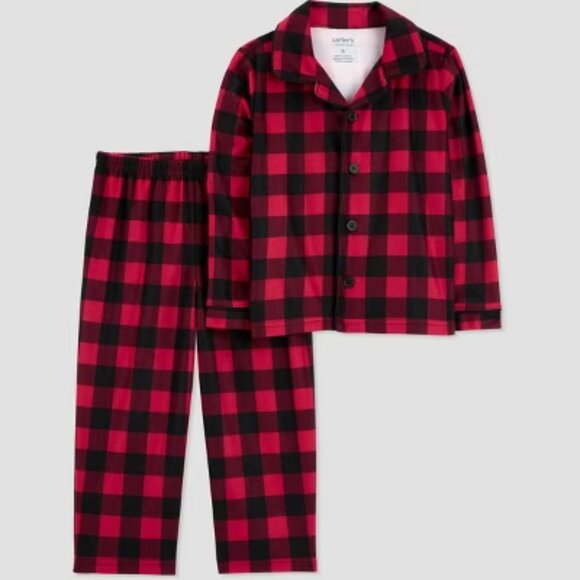 Carter's Just One You Toddler Boys 2pc Long Sleeve Buffalo Printed Christmas 3T - Picture 1 of 3